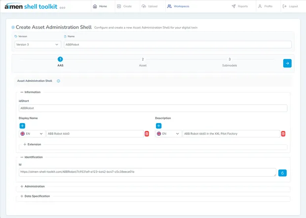asset administration shell AAS creation